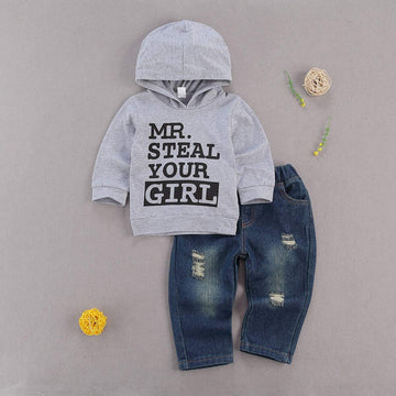 Fhutpw Toddler Baby Boy Outfits Hoodie Sweatshirts & Jeans Clothes Set Fall Winter 6 9 12 18 24 Months (B-Gray, 12-18 Months)