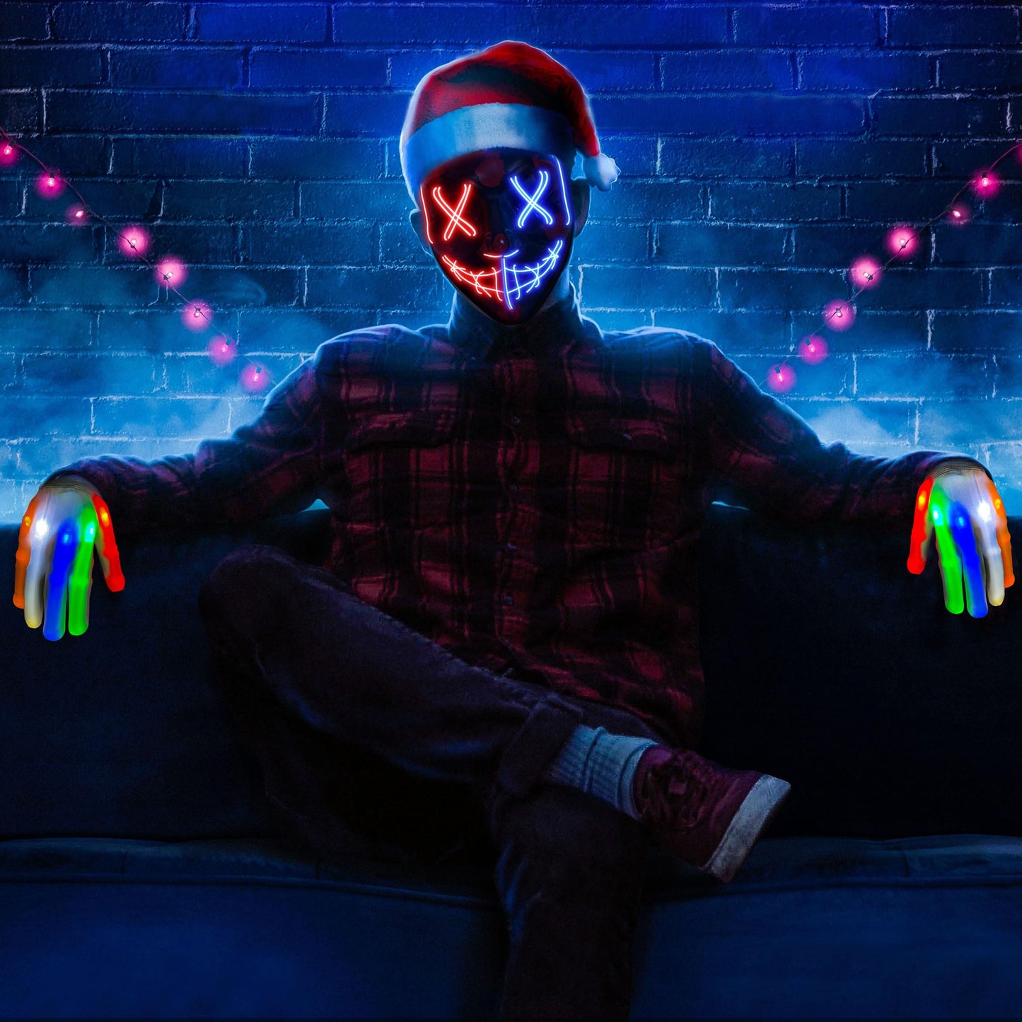 Sago Brothers Halloween Mask, Led Light Up Mask Skeleton Gloves Set, Halloween Costumes For Boys Girls, Scream Scary Mask