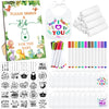 Panitay 100 Pcs Diy Baby Bibs Decorating Kit 50 White Bibs 25 Stencils 24 Fabric Markers 1 Baby Shower Game Sign(Dinosaur)