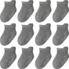 Aroveea Non Slip Grip Ankle Baby Socks 5-7 Years Old Grey For Toddler Boys And Girls Kids Socks 12 Pack, Cute Cotton Baby Socks