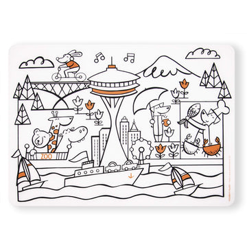 Modern-Twist 10 X 14 Reusable, Waterproof Coloring Mark-Mat Sheet For Kids, 100% Food-Grade Silicone, Pack Of 1, Seattle