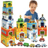 Aizweb Magnetic Wooden Vehicle Stacking Set,Sorting & Building STEM Blocks Cars Toys for Toddlers,Cardboard Educational Preschoo