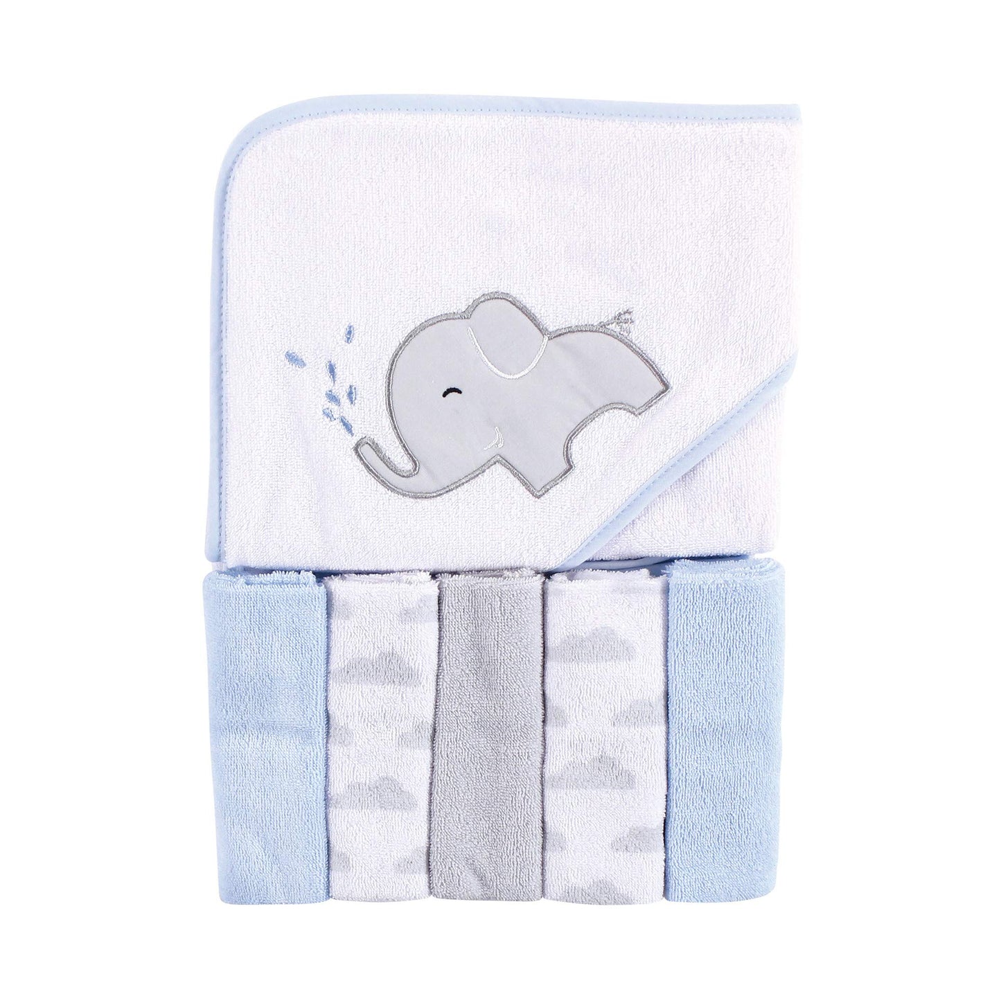 Luvable Friends Unisex Baby Hooded Towel With Five Washcloths, Elephant Spray, One Size
