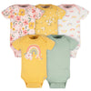 Gerber Baby Girls 5-Pack Short Sleeve Variety Onesies Bodysuits Golden Floral 12 Months