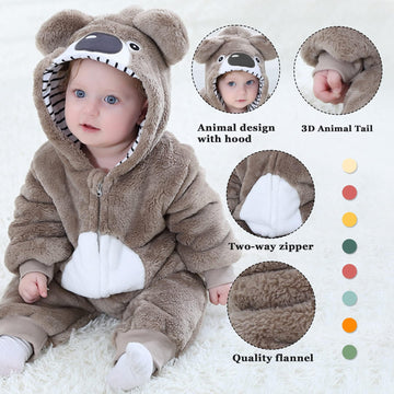 Tonwhar Unisex Baby Animal Halloween Costume Kid'S And Toddler'S Autumn Winter Outfits Jumpsuit(4-5 T,Koala)