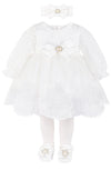 T.F. Taffy Taffy Baby Girl Newborn Christening Baptism, White, Size 0-3 Months