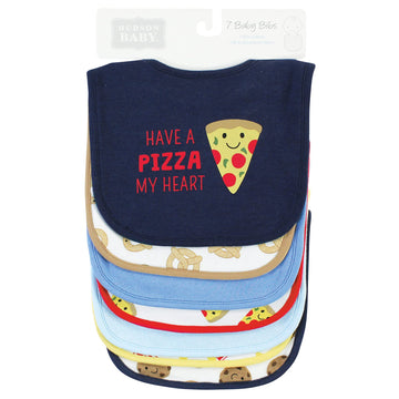Hudson Baby Unisex Baby Cotton Bibs, Pizza Snacks, One Size