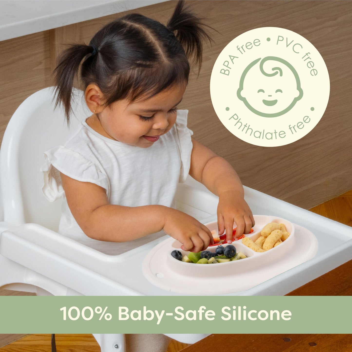 Upwardbaby Cocomelon Silicone Baby Plate - Suction Plates For Baby, Non Slip Reusable Portable Toddler Plates With Suction, Less