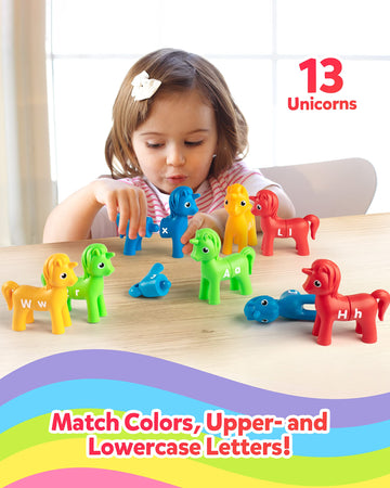 Coogam Unicorn Uppercase & Lowercase Letters Matching Game,13pcs Double-Sided ABC Letter Toys with 26 Alphabet Recognition Match