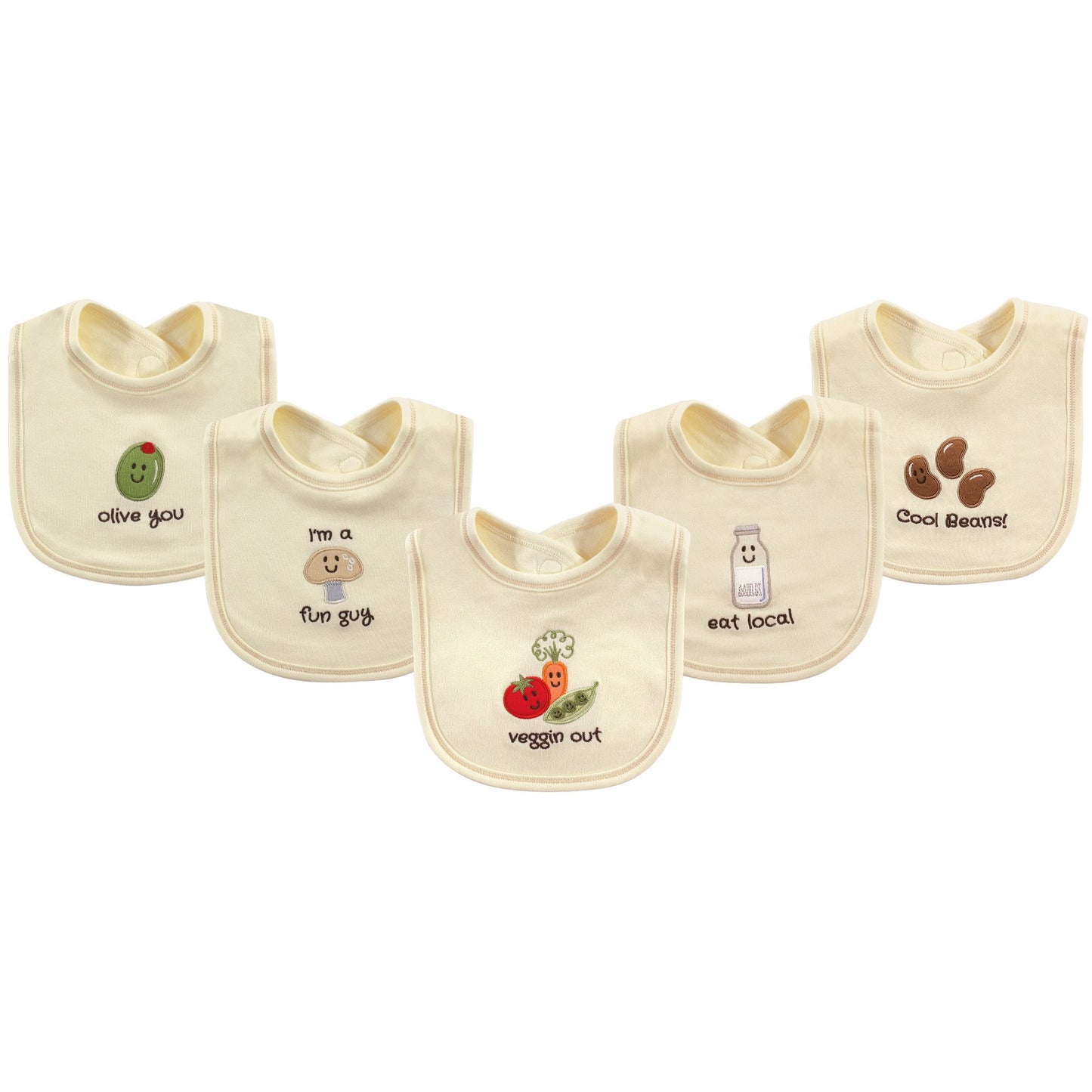 Touched By Nature Unisex Baby Organic Cotton Bibs, Veggies, One Size