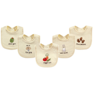 Touched By Nature Unisex Baby Organic Cotton Bibs, Veggies, One Size