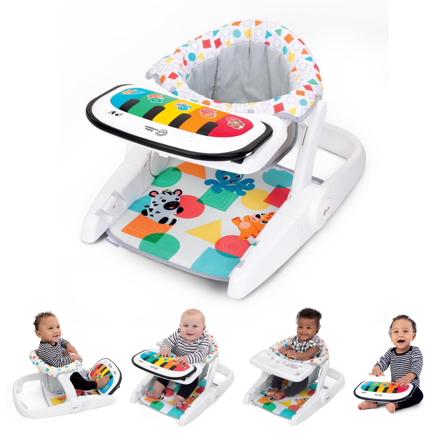Baby Einstein 4-in-1 Kickin' Tunes Learn-to-Sit Music & Language Floor Seat, with 2 Positions and Detachable Kick Piano, Ages 4