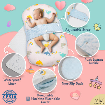 Baby Lounger For Newborns And Infants, Portable Co-Sleeping Bed With Pillow & Foot Rest - 100% Cotton, Snug, Travel-Friendly, Br