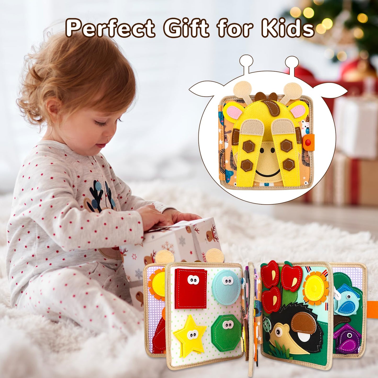 NUOLUTH Montessori Busy Book for Toddlers 1-3, Poke A Dot Sensory Quiet Book - Educational Learning Activities for 1-2 Year Old,