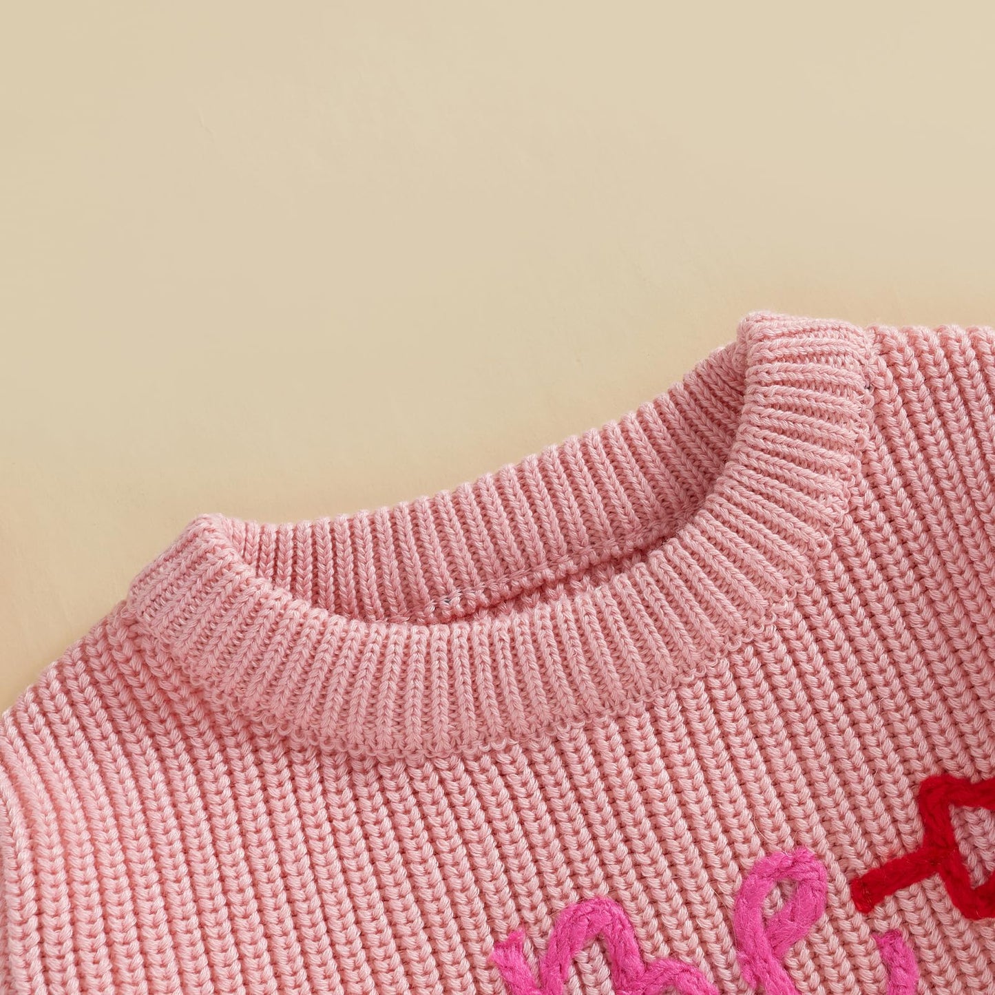 Nokpsedcb Baby Girl Cute Long Sleeve Heart Flowers Embroidery Oversized Sweater Toddler Valentine Outfit (Pink Be Mine, 3-4 Year