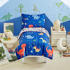 Dinosaur Toddler Bedding Set for Boys Girls Navy 4 Pieces Toddler Bed Set - Ultra Soft Cartoon Cute Orange Dinos - Comforter Set