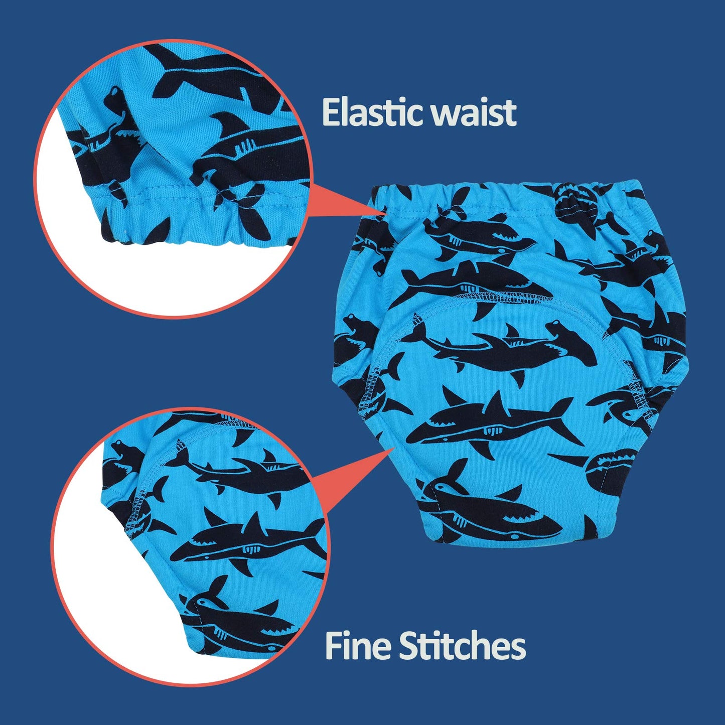 Moomoo Baby 6 Packs Cotton Training Pants Reusable Toddler Potty Training Underwear For Boy And Girl Dinosaur-4T Blue