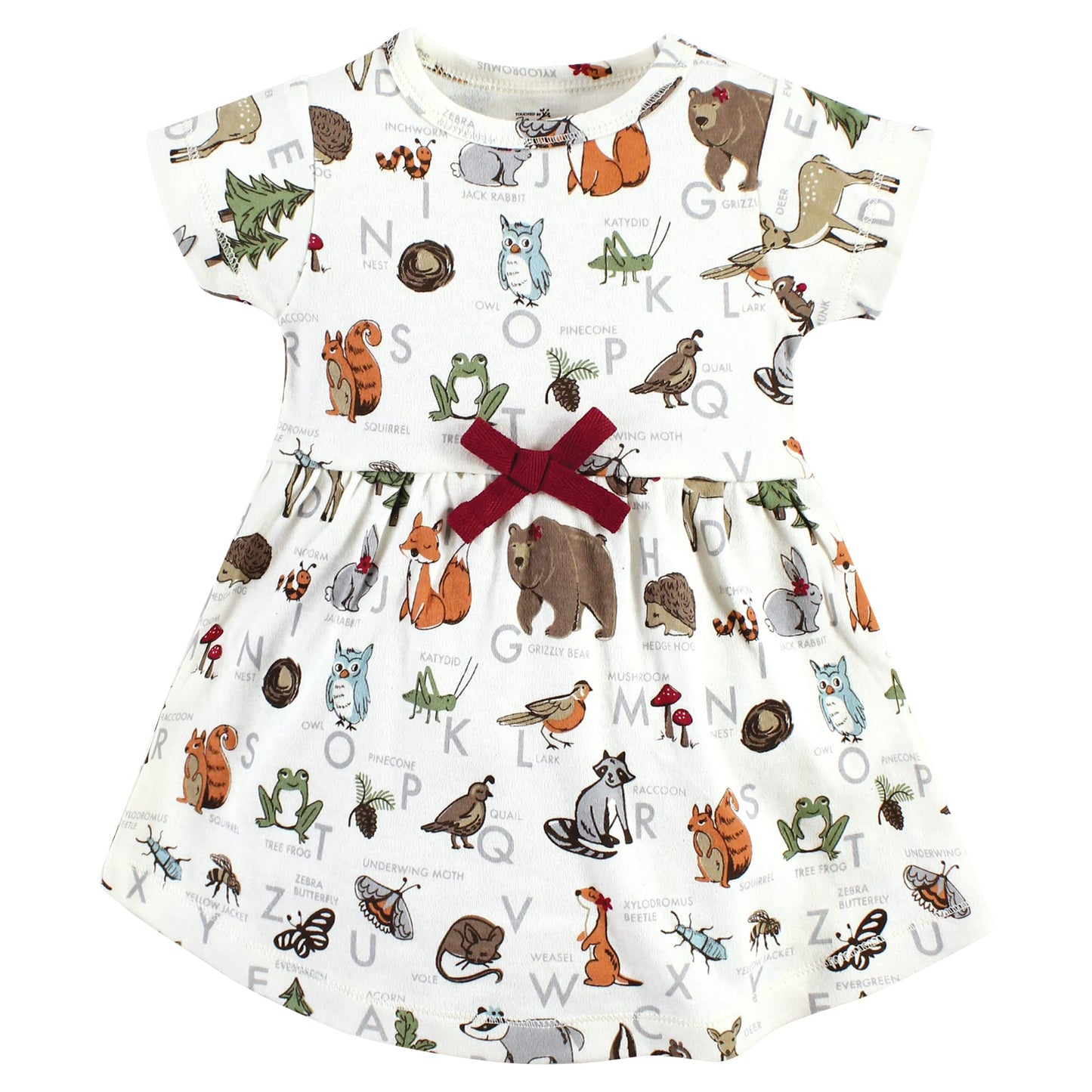 Touched By Nature Baby Girl'S Organic Cotton Dress And Cardigan, Woodland Alphabet, 18-24 Months