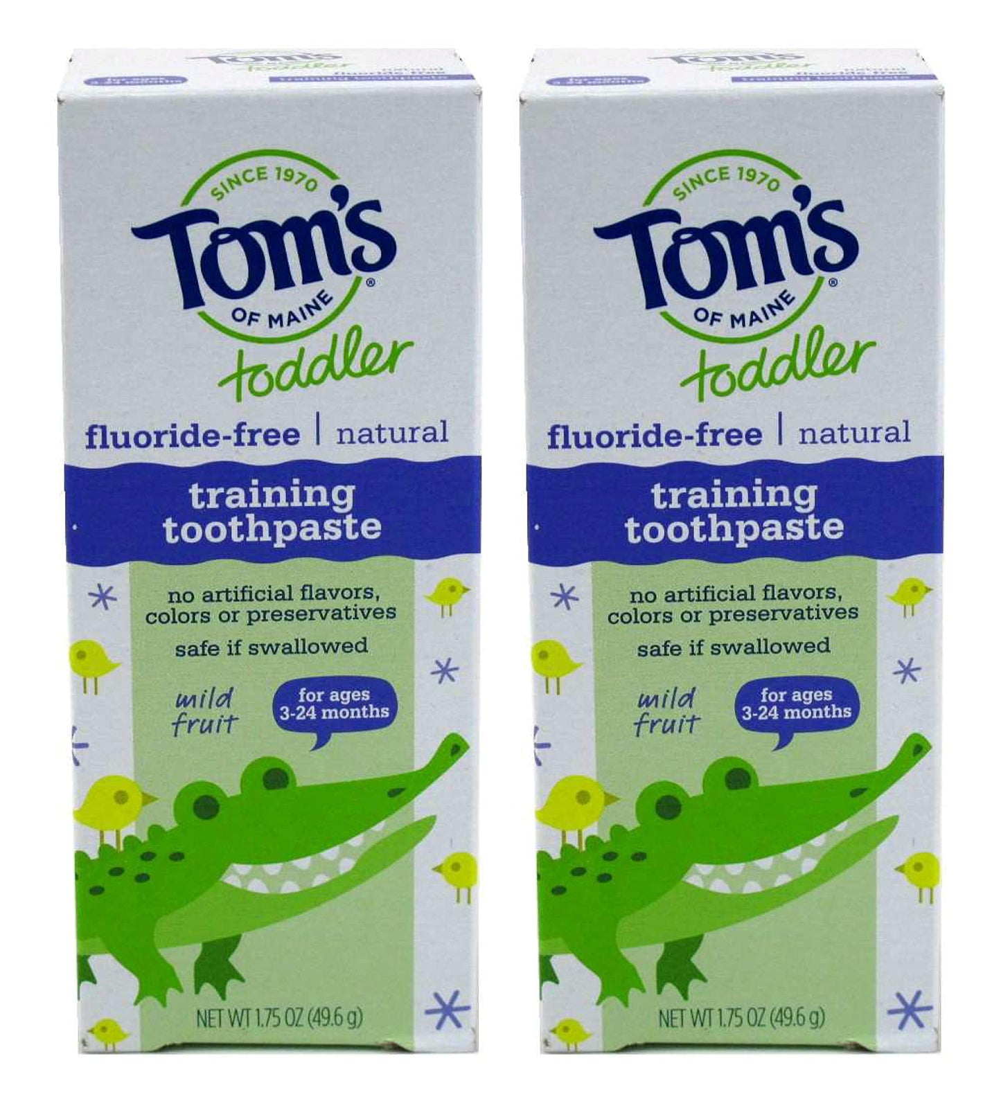 Toms of Maine Flouride Free Childrens Toothpaste, Mild Fruit Flavor - 1.75 oz - 2 pk