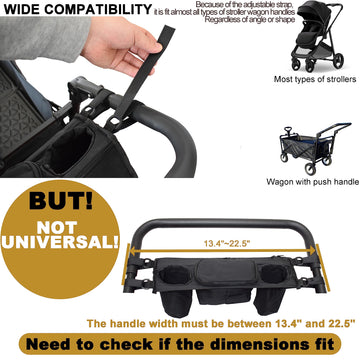 Yeedoido Non-Slip Organizer For Wagon, Parent Console Caddy With Cup Holders Universal For Folding Kids Pet Stroller Adjustable