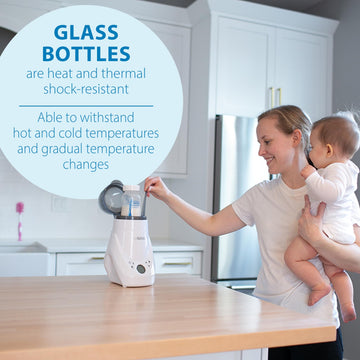 Dr. Brown'S Natural Flow Anti-Colic Options+ Wide-Neck Glass Baby Bottles 5 Oz/150 Ml, With Level 1 Slow Flow Nipple, 3 Pack, 0M