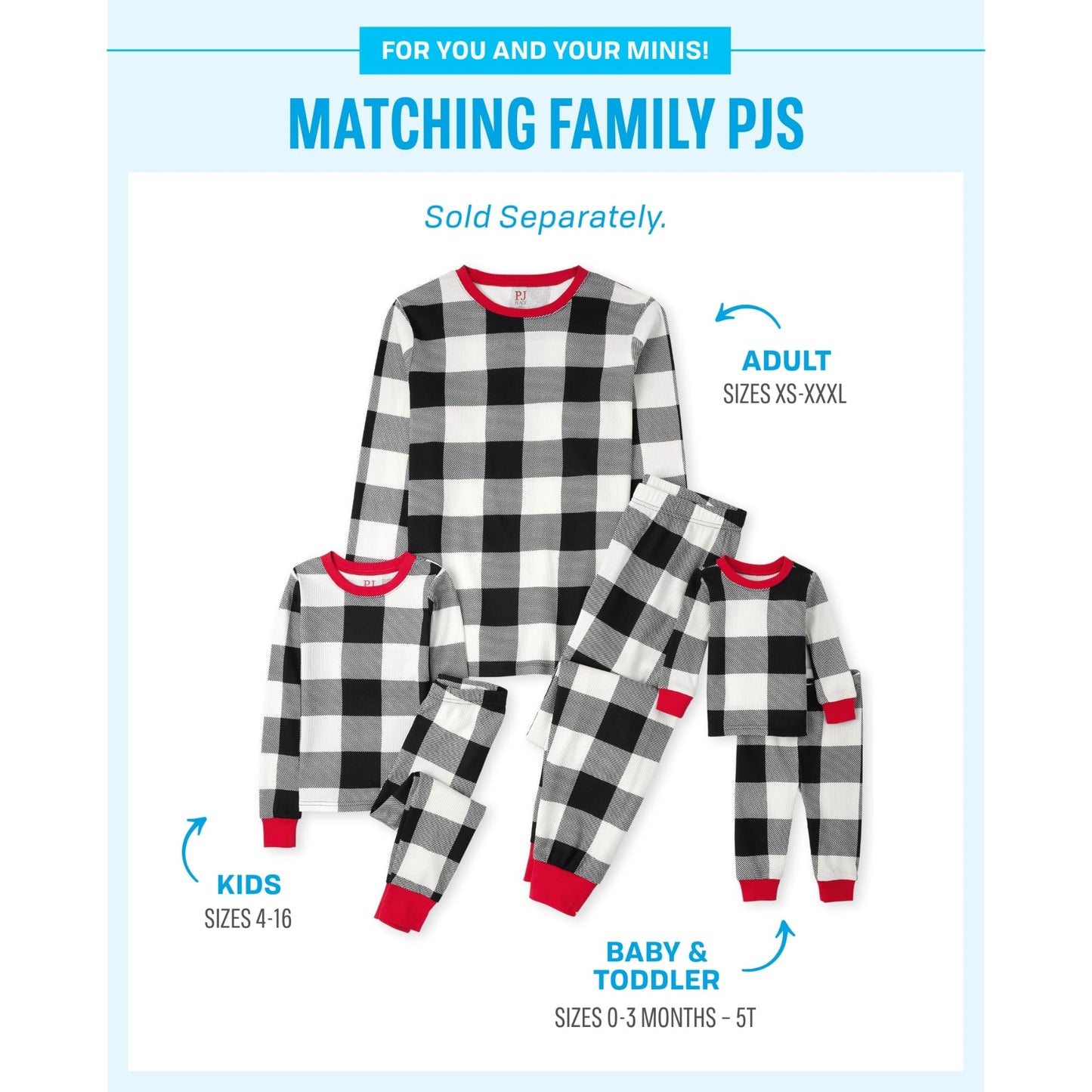 The Children'S Place Baby Toddler 2 Piece Family Matching, Plaid Thermal Pajamas Sets, Black/White Check, 6-9 Months