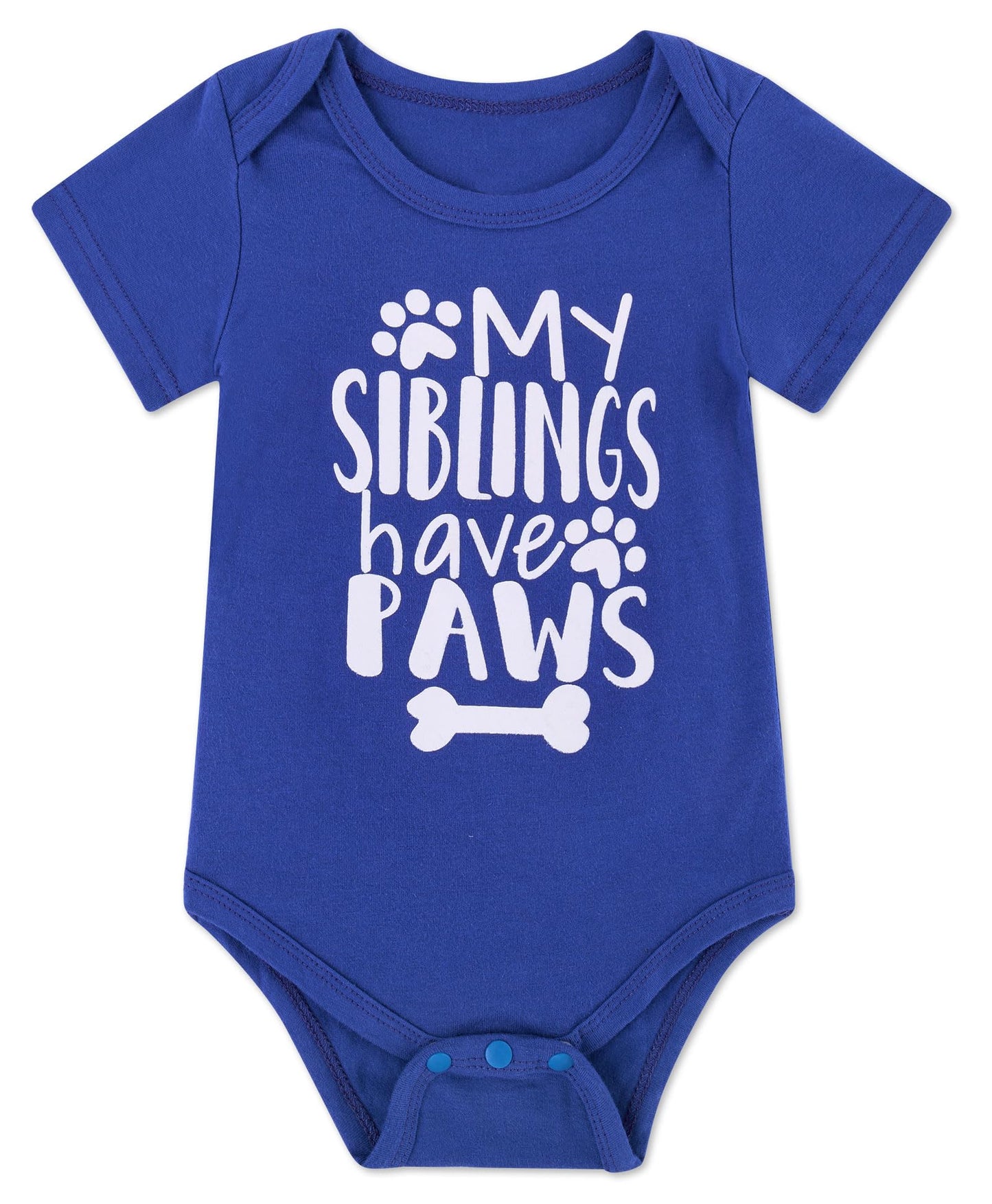 Funnycokid Gender Neutral Baby Onsies 3-6 Months Blue My Siblings Have Paws Unisex Newborn Clothes Baby Outfits Announcement Bod