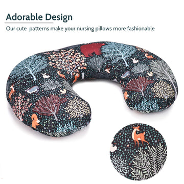Jundetye Baby Nursing Pillow Cover, Woodland Breastfeeding Pillow Slipcover Girls Boys, Nursing Pillow Case For Newborn, Soft Fa
