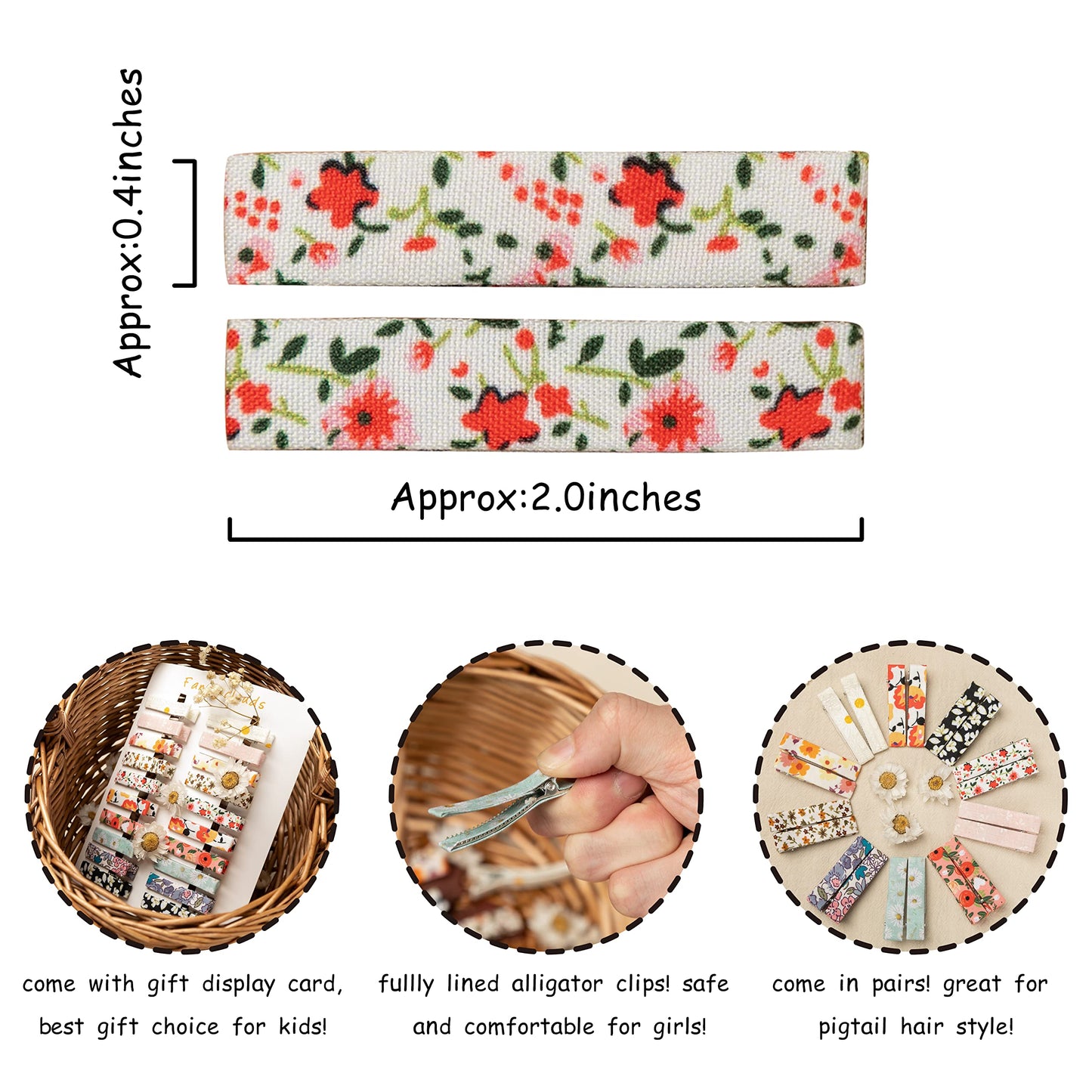 Fancy Clouds Hair Clips For Girls Women Toddler Baby,Assorted 20Pcs Flower Fabric Fully Lined Small Alligator Clips Hair Accesso