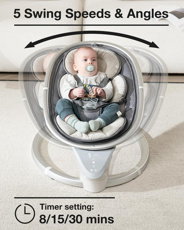 Baby Swings For Infants, Infant Swings With Music, 5 Speeds And Remote Control, Compact Baby Swing For Newborns Boys Girls