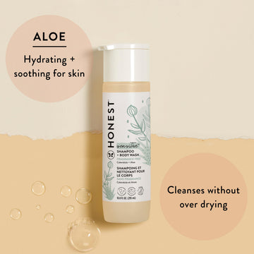 The Honest Company 2-In-1 Cleansing Shampoo + Body Wash For Sensitive Skin | Gentle For Baby | Naturally Derived, Tear-Free, Hyp