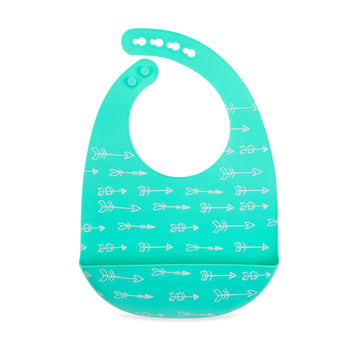 Nuby 2 Pack Adjustable Easy Clean Soft Silicone Bibs With Scoop, Arrows & Bears/Foxes