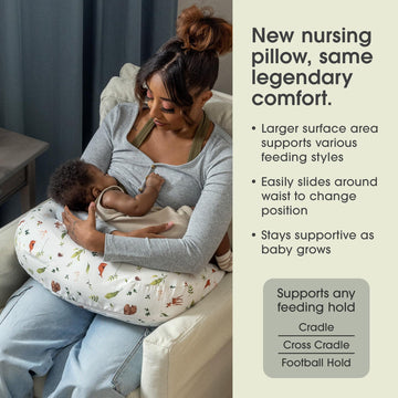 Boppy Nursing Pillow, Neutral Plants And Animals, Larger, More Supportive Pillow For Breastfeeding And Bottle Feeding, Firmer, H