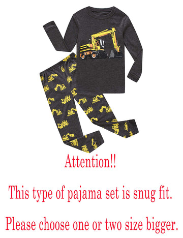 Family Feeling Construction Truck Baby Boys Long Sleeve Pajamas Sets Cotton Pyjamas Toddler Infant Kids 18-24 Months Grey