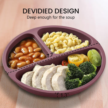 Cutebe 3 Pack Suction Plates For Baby Food Grade Silicone Baby Plates With Suction Microwave & Dishwasher Safe Toddler Plates Di