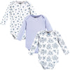 Hudson Baby Baby Girls Cotton Long-Sleeve Bodysuits And Toddler T Shirt Set, Blue Toile 3-Pack, 9-12 Months Us