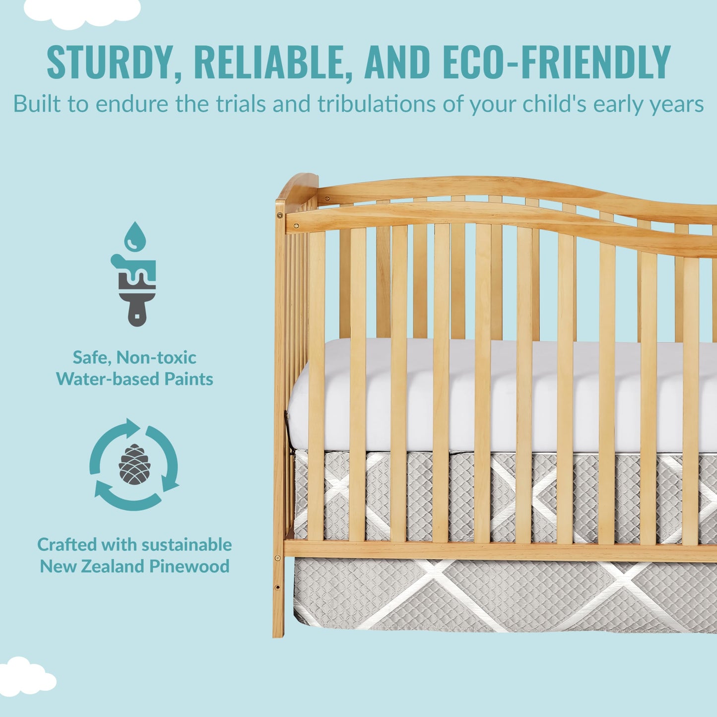 Dream On Me Chelsea 5-In-1 Convertible Crib In Natural, Jpma Certified