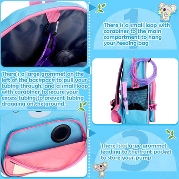 Siltriangle Feeding Tube Backpack G Tube Gj Backpack For Enteral Feeding Pump Gtube Accessories, Bag Only(Koala)