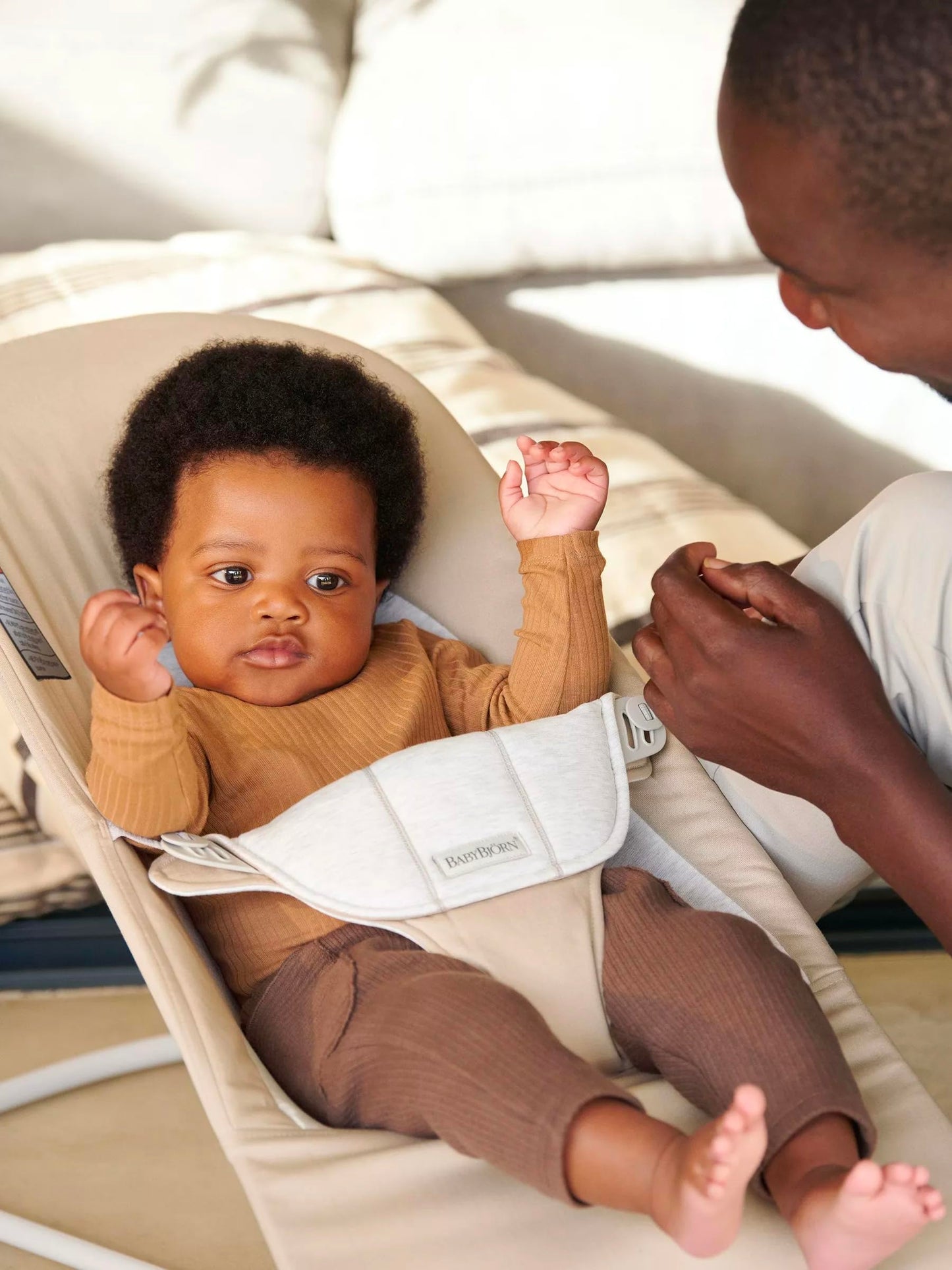 Babybjrn Bouncer Balance Soft, Beige/Gray, Woven/Jersey | 2-In-1 Adjustable Baby Bouncer Seat And Toddler Chair, Newborn To Todd