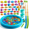 JUKUDAHU Magnet Fishing Toys Game for Kids 3-5 - Floating Fish Toys with Inflatable Kiddie Pool, Bath Toys for Toddlers, Pole Ro