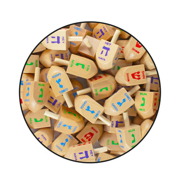 Zion Judaica Wood Dreidels Medium Sized Bulk Pack Wooden Hanukkah Dreidles In Ziplock Bag Chanukah Fun Game (30 Pack)