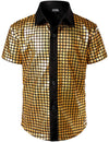 Jogal Boy 'S Dress Shirt Sequins Button Down Shirts 70S Disco Party Costume 8 Gold