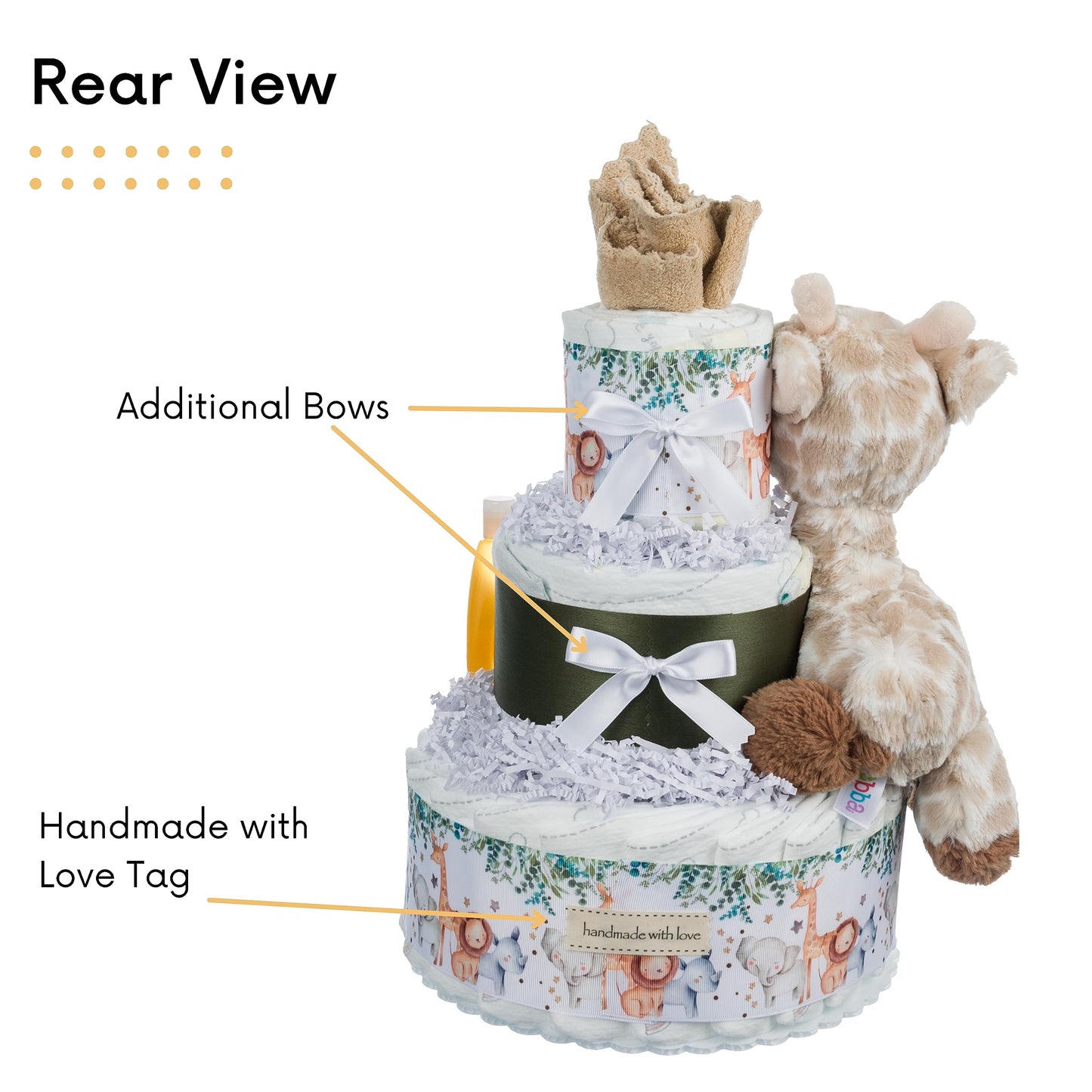 Lil' Baby Cakes Safari Diaper Cake - Beautiful Safari-Themed Baby Gift Using Size 1 Swaddler Diapers - Perfect For Baby Showers