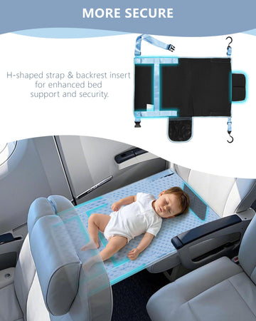Tinlyfinly Toddler Airplane Bed, Soft Airplane Seat Extender For Kids, Baby Flight Portable Hammock Bed With Fasten Hook And Ins