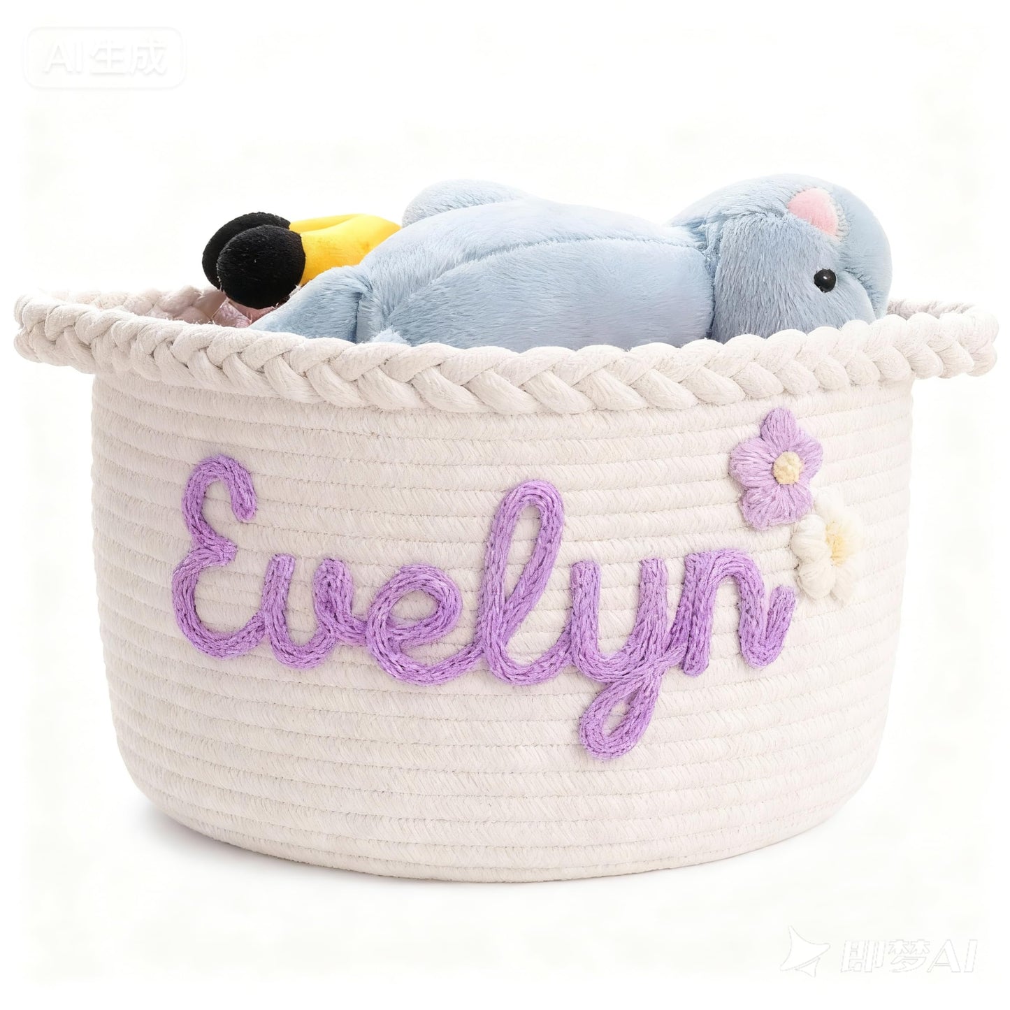 Personalized Baby Basket with Name, Custom Rope Cotton Babys Basket, Baby Shower Gifts, Newborn Gift, Diaper Caddy Organizer, Nu