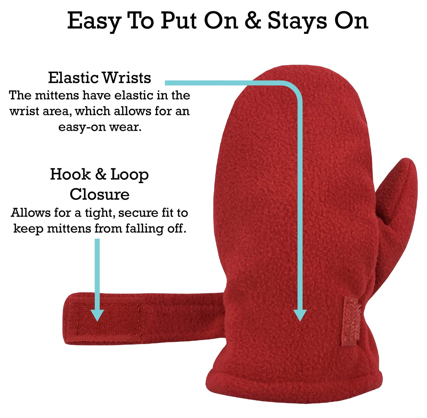 N'Ice Caps Little Kids And Baby Easy-On Sherpa Lined Fleece Mittens - 2 Pair Pack (Navy/Red, 2-3 Years)