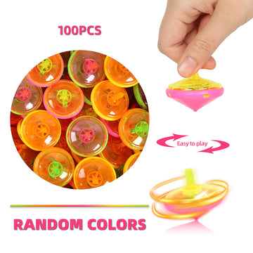 Proloso 100 Pcs Light Up Spinning Tops Led Flashing Spinners With Gyroscope