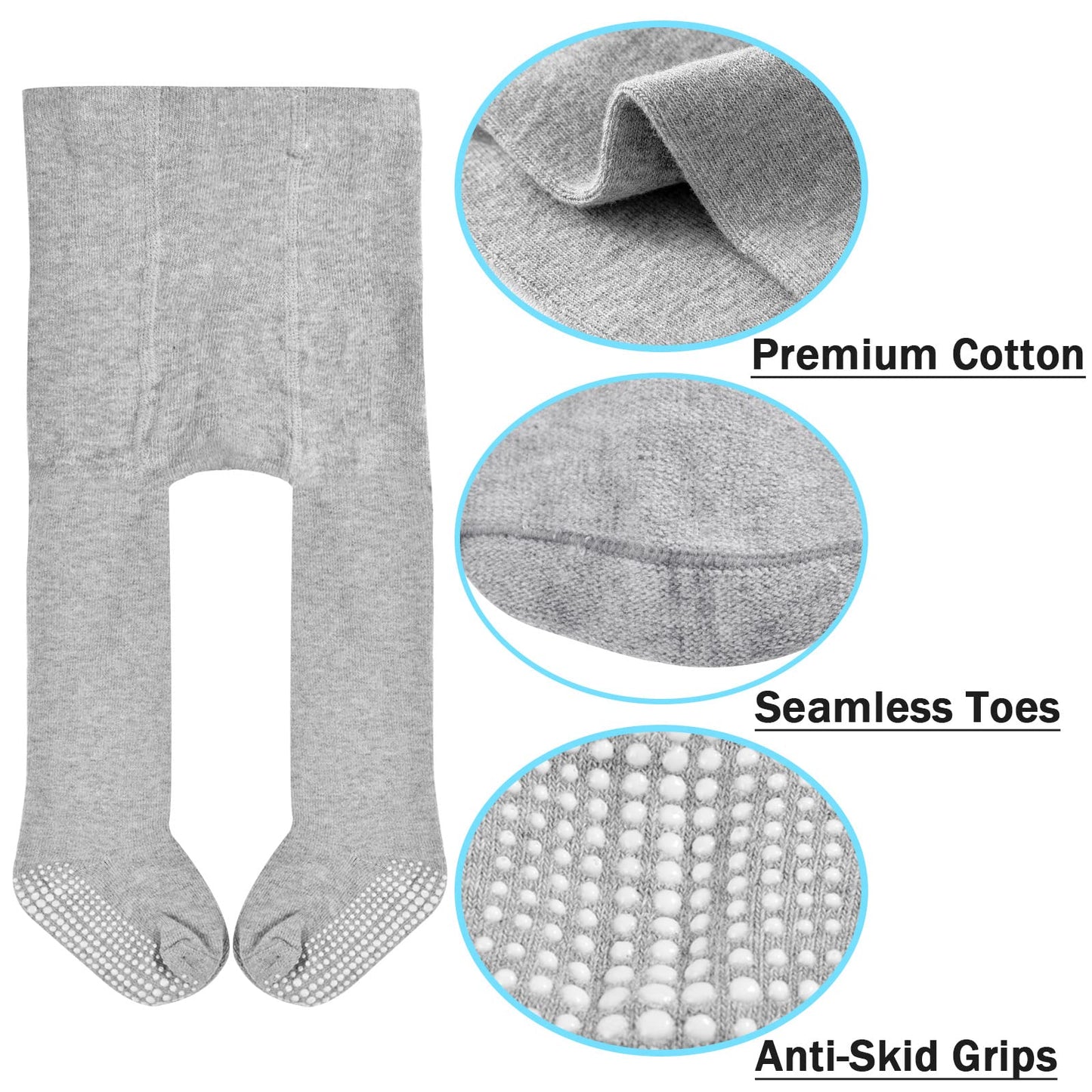 Baby Girl Tights Non Slip Baby Tights 12-24 Months Girl Warm Cotton Leggings Seamless Pantyhose Non-Skid Grip For Toddler 3 Pack