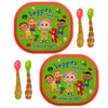 The First Years Cocomelon Toddler Dinnerware Set - Plastic Dinnerware Set And Toddler Utensils - 2 Reversible Baby Plates And 4