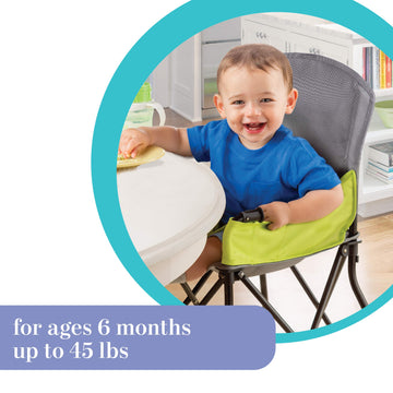 Summer Infant Pop N Sit Portable Highchair, Green - Portable Highchair For Indoor/Outdoor Dining - Space Saver High Chair With F
